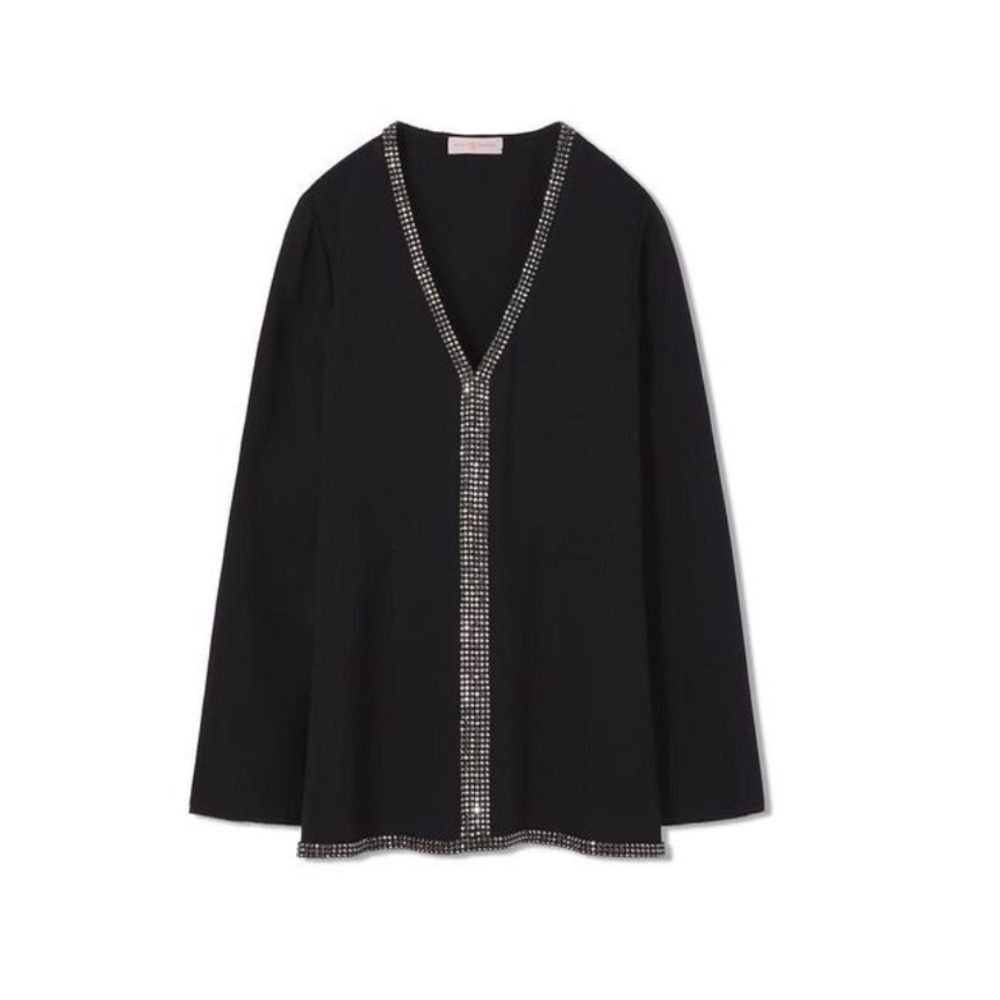Tory Burch Black Mallet Embellished Silk Blouse - Picture 2 of 5